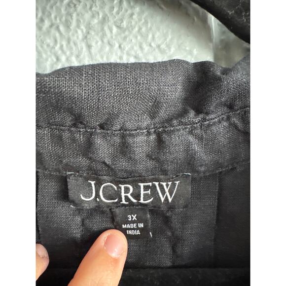 J.Crew Black Ruffle Trim Button Up Shirt in Linen size 3X - Picture 3 of 4